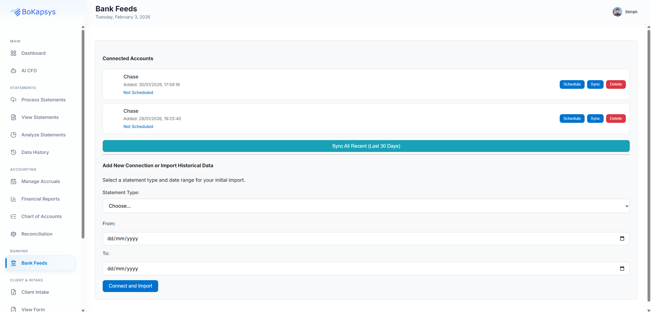 Live Bank Account Integration