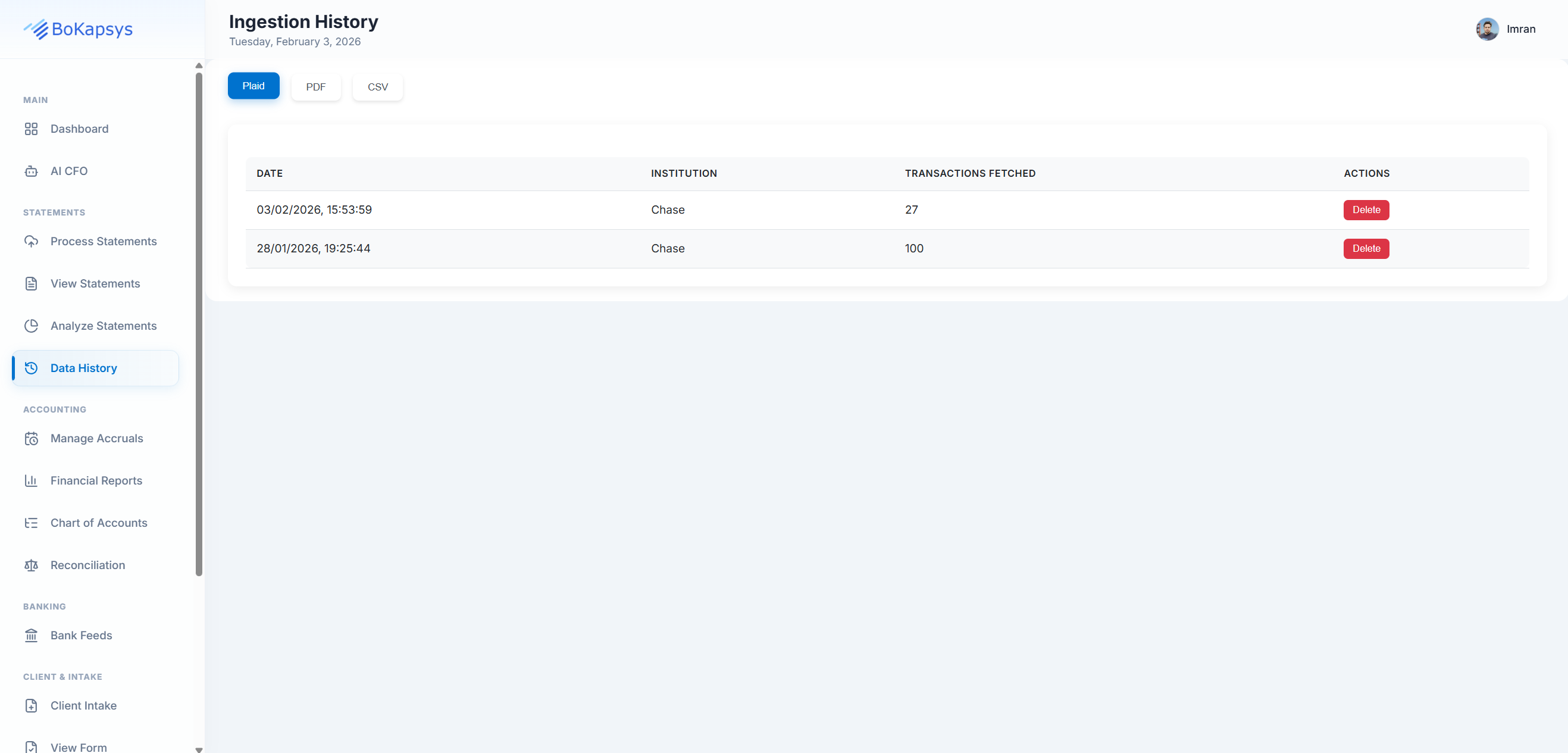 Complete Ingestion History